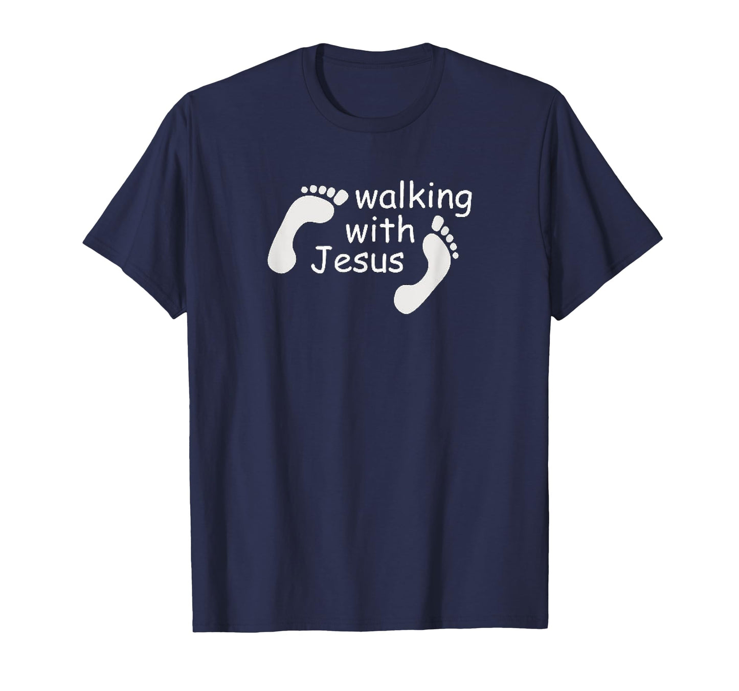 Walking With Jesus Funny Human Footprint Christian Faith T-Shirt