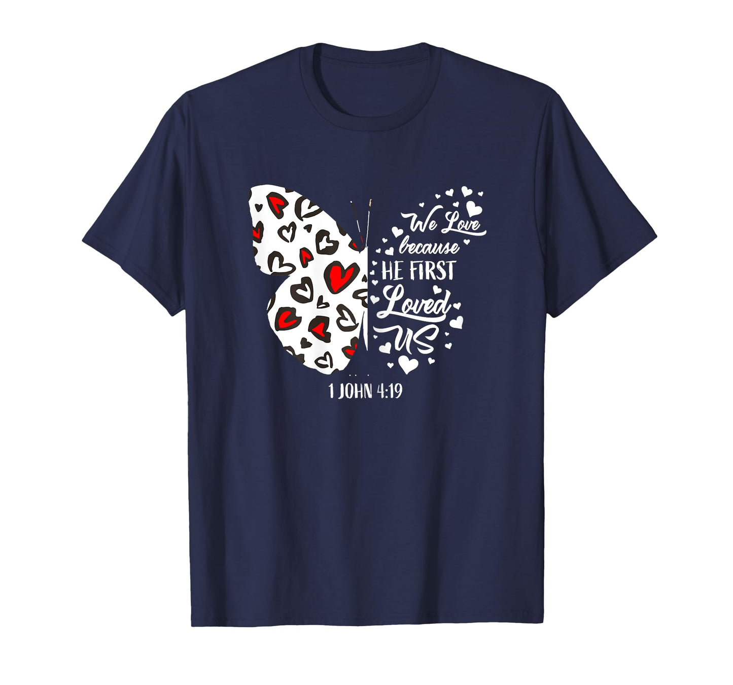 Red Valentine's Day Shirts Women Girls Christian Butterfly T-Shirt