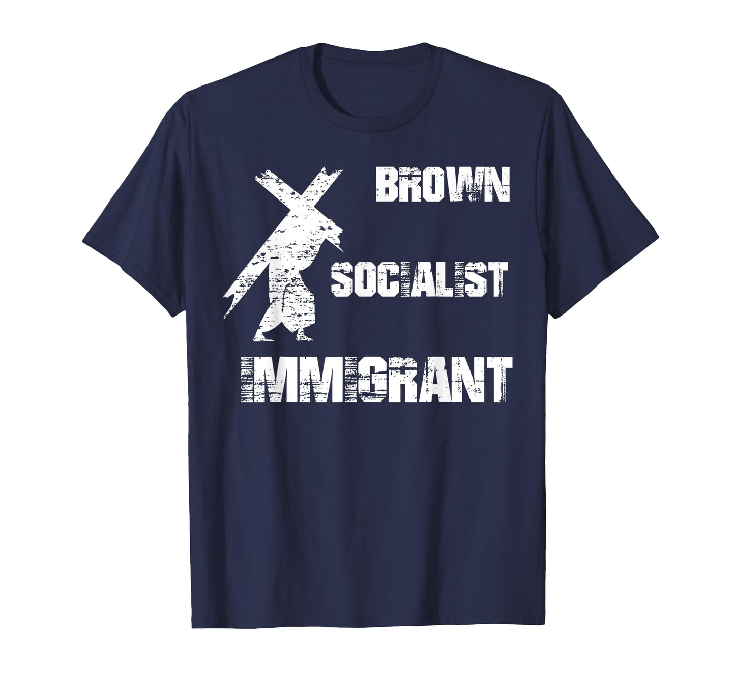 Vintage Brown Socialist Immigrant Jesus On Cross T-Shirt