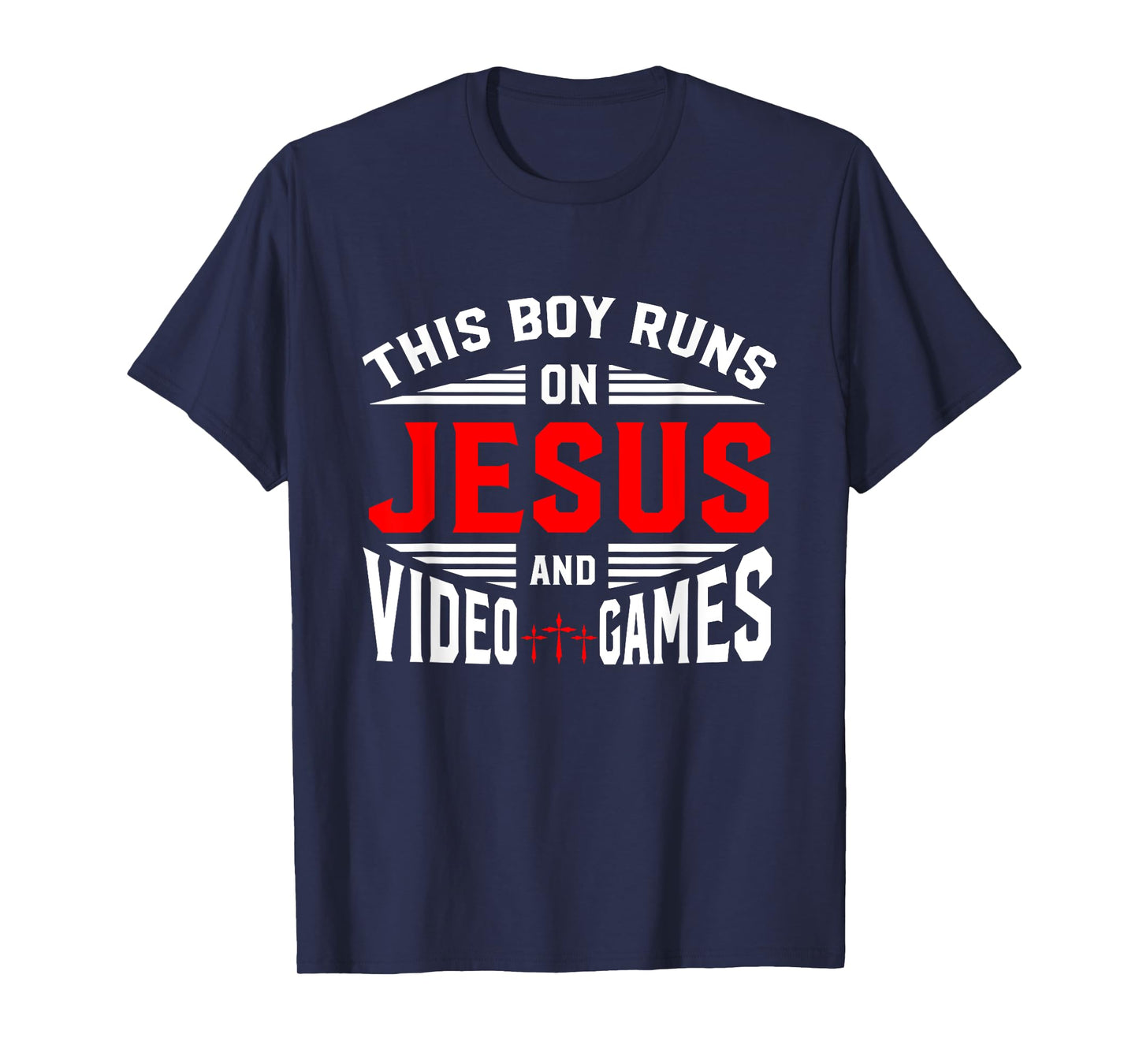 This Boy Runs On Jesus And Video Games Christian Religious T-Shirt