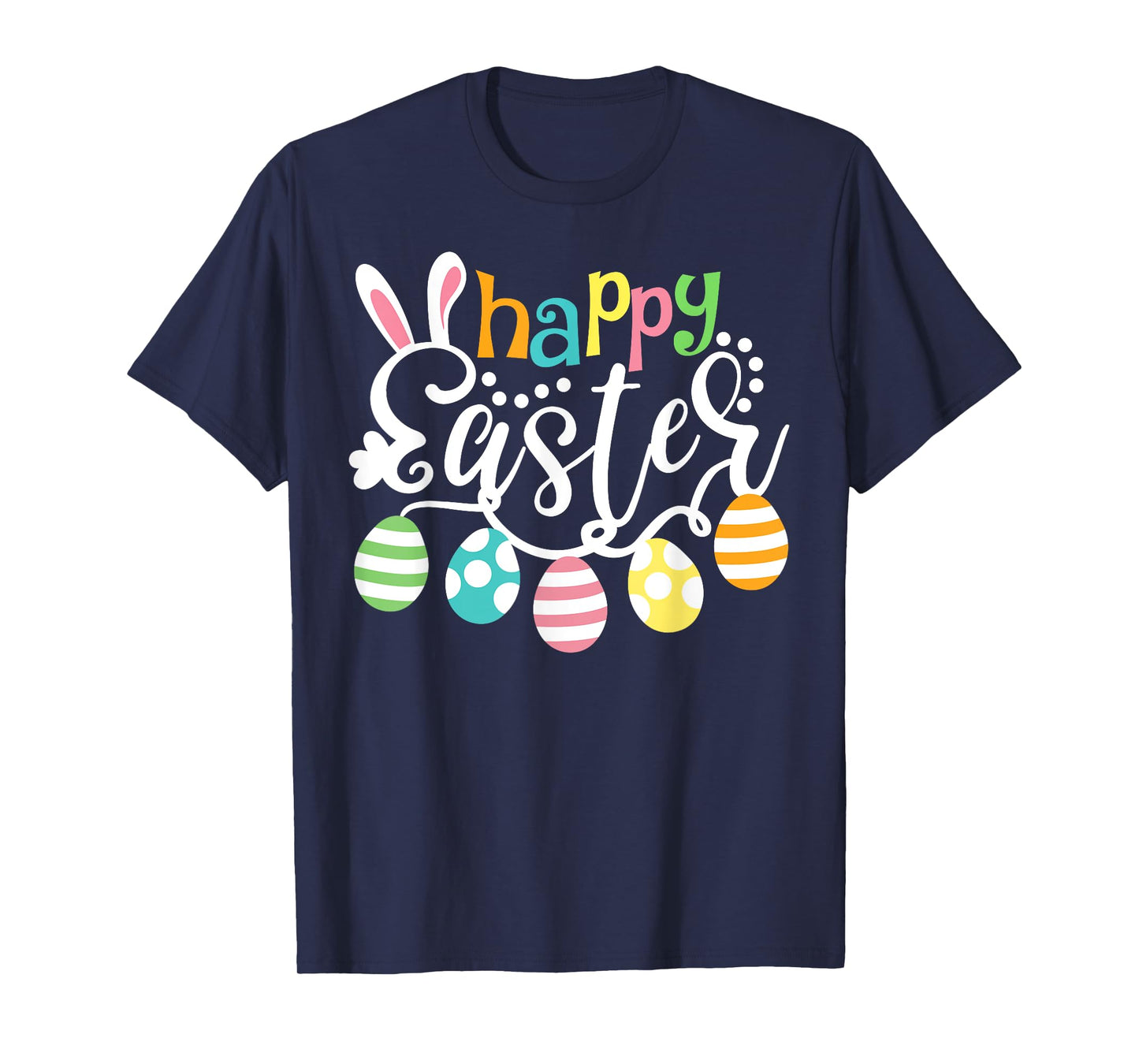 Happy Easter Day Colorful Egg Hunting Cute Bunny Girl Womens T-Shirt