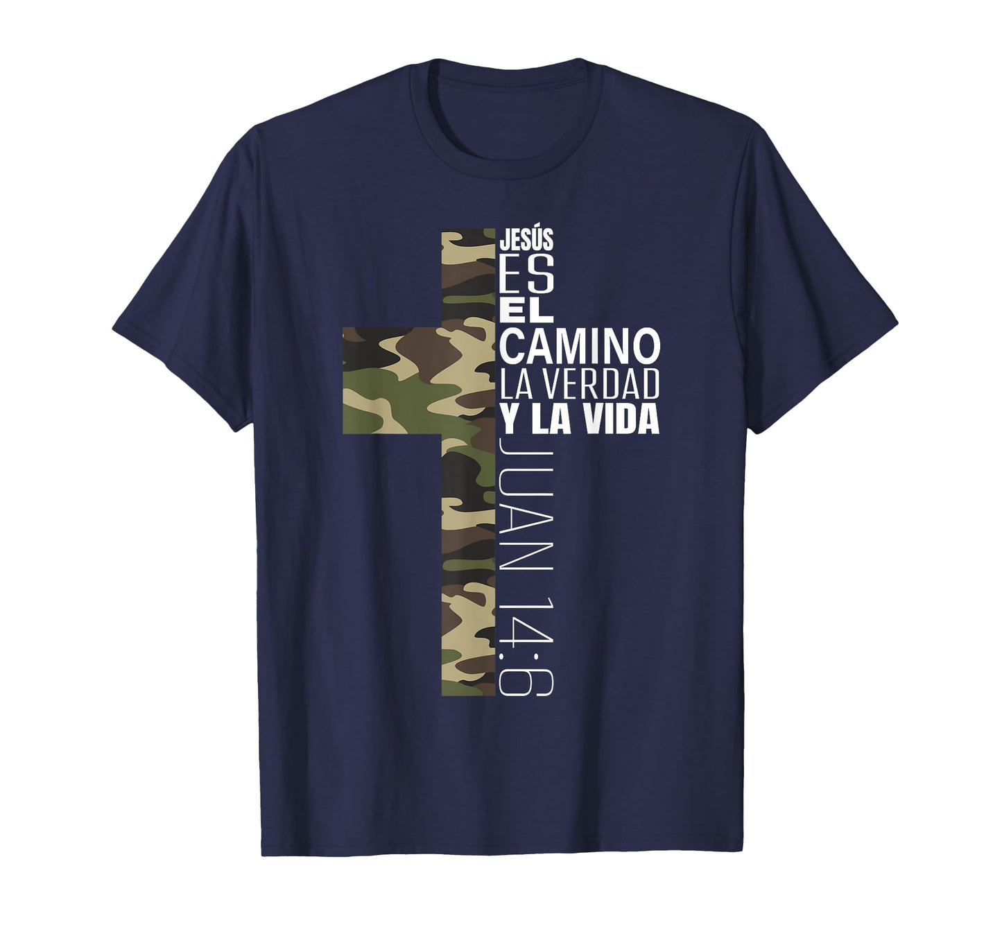 Jesus Christian Spanish Gifts Men Religious Verse Camo Cross T-Shirt