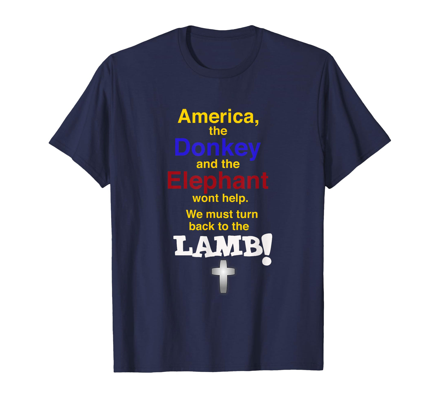 Elephant (Republican) and Donkey (Democrat) Lamb (Christian) T-Shirt