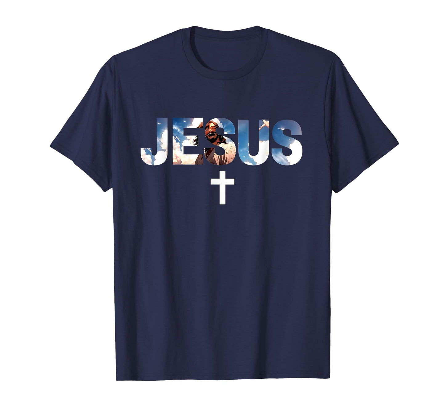 Jesus Cross Sky Art Faith Light Design T-Shirt