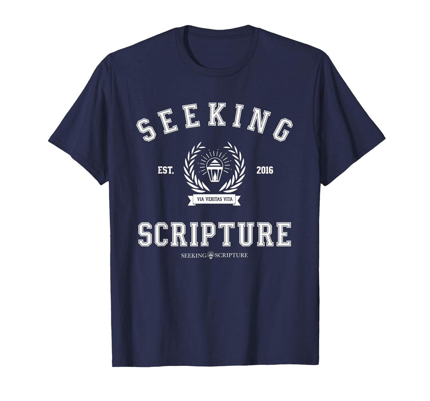 Collegiate Style Seeking Scripture: Via Veritas Vita T-Shirt