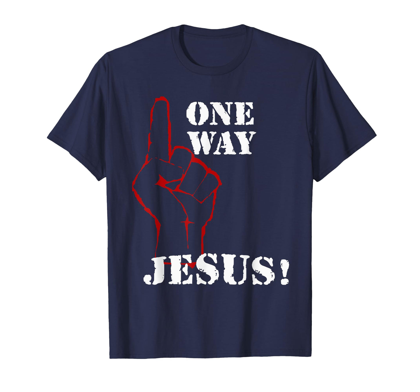 One Way Jesus People Christian Revolution Finger Up Retro T-Shirt