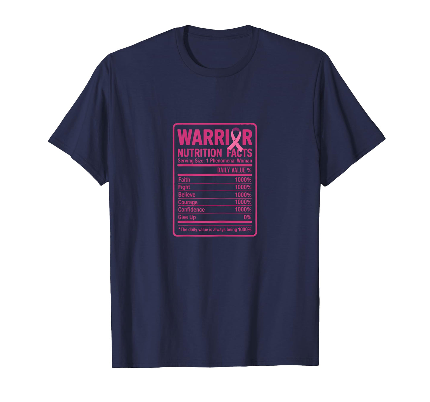 Warrior Nutrition Facts Breast Cancer Awareness Design T-Shirt