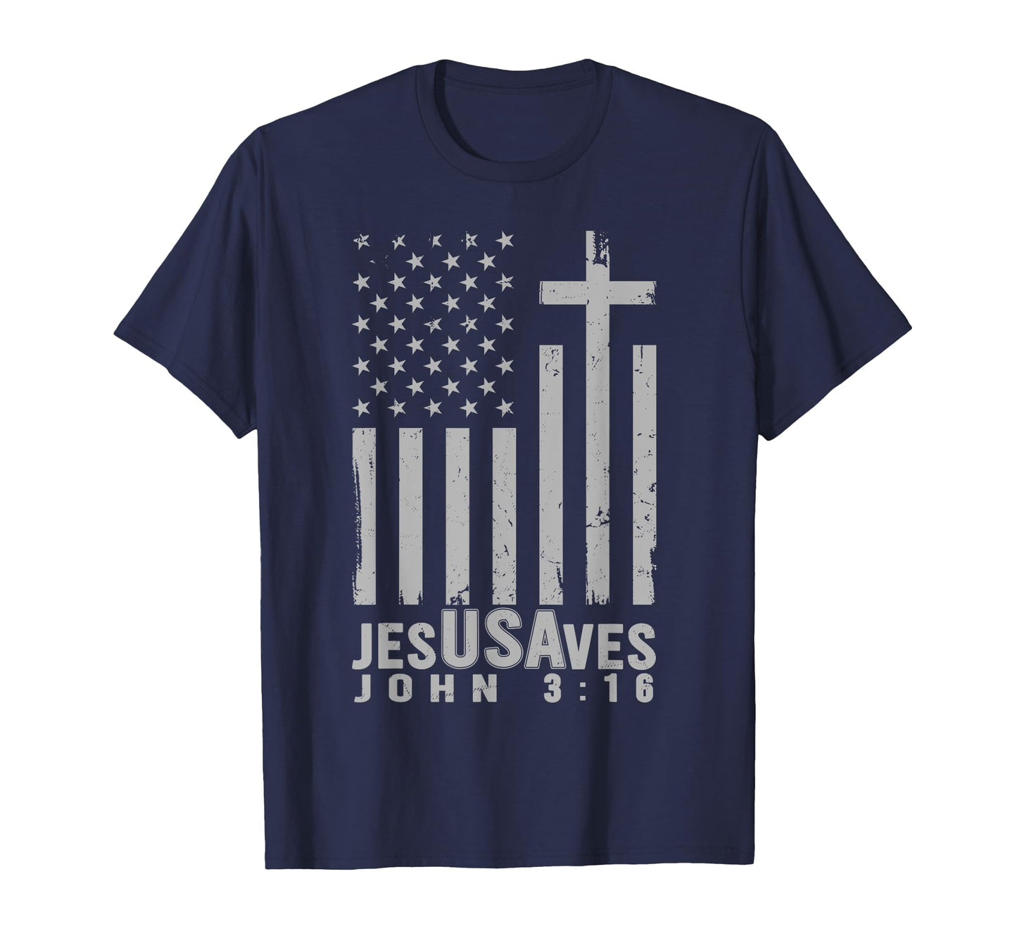 Jesus Saves USA American Flag Patriotic Christian Religious T-Shirt