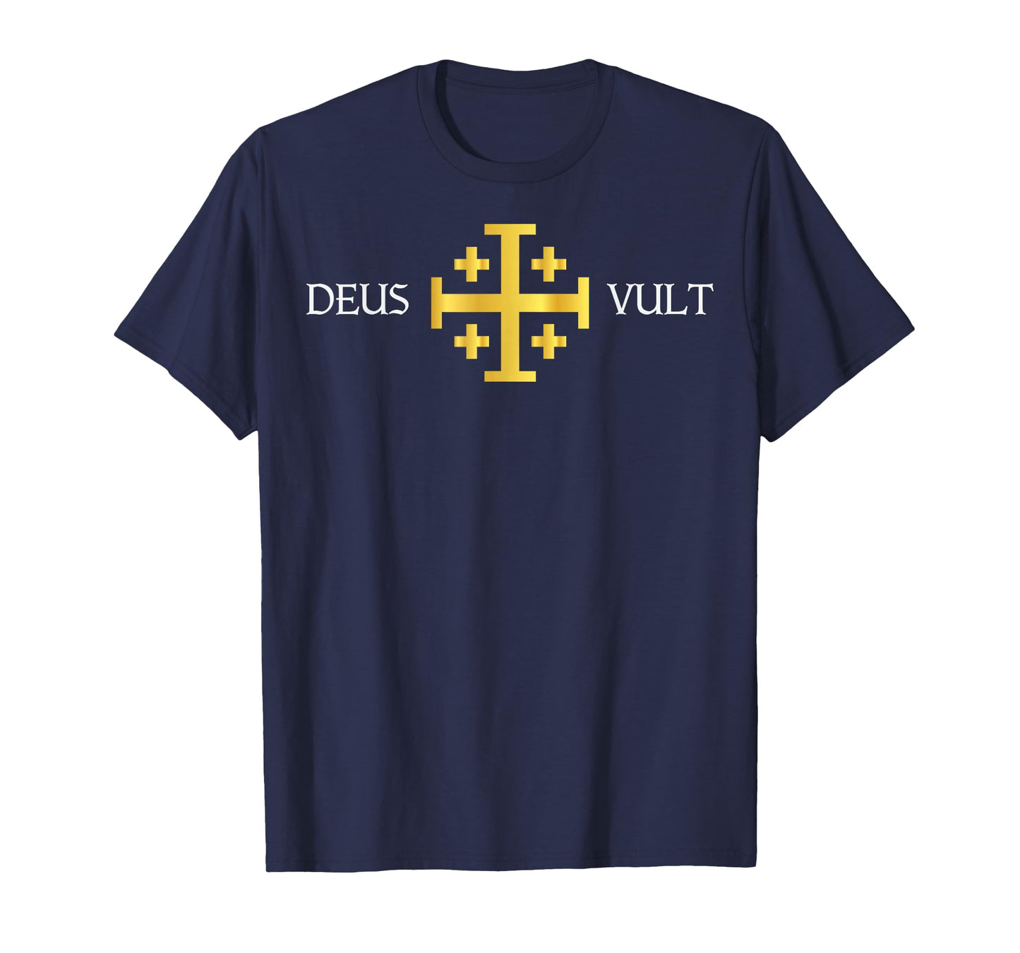 Deus Vult Knights Templar Jerusalem Cross Catholic Faith T-Shirt