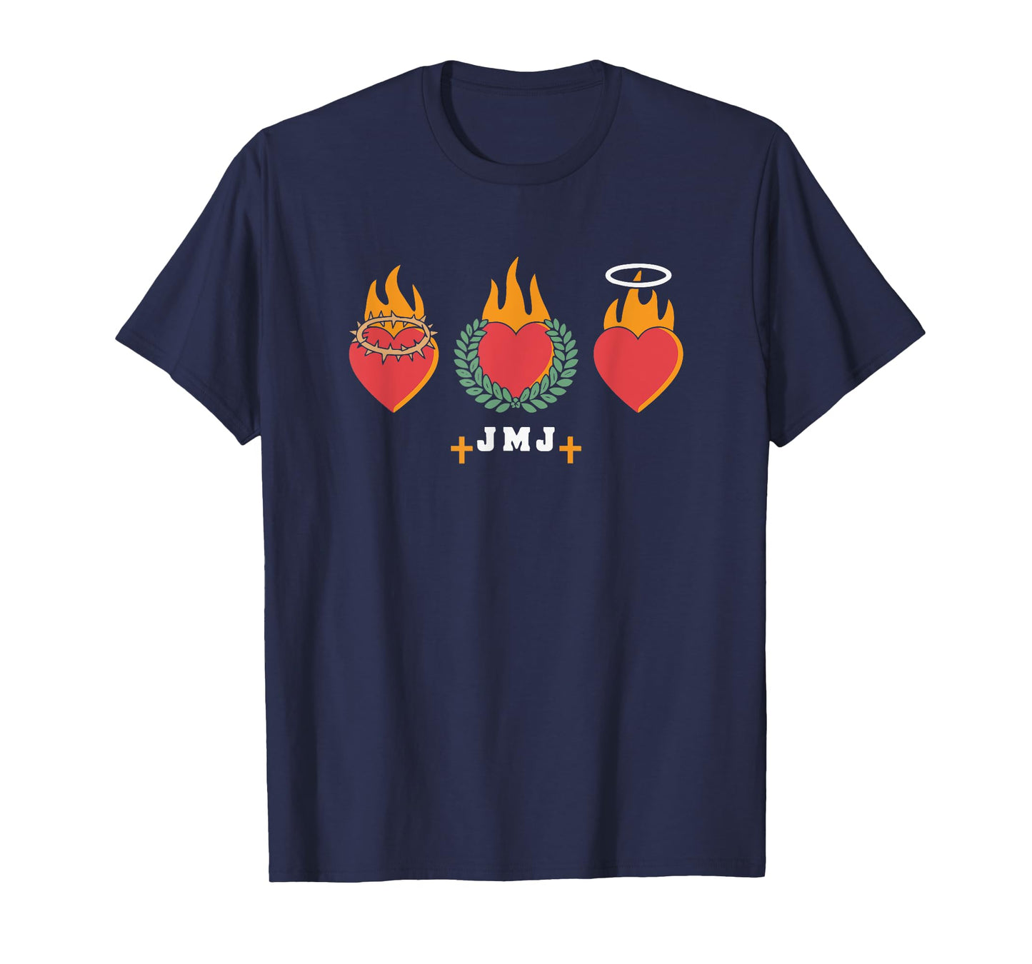 JMJ Catholic Three Sacred Hearts of Jesus Mary Joseph T-Shirt