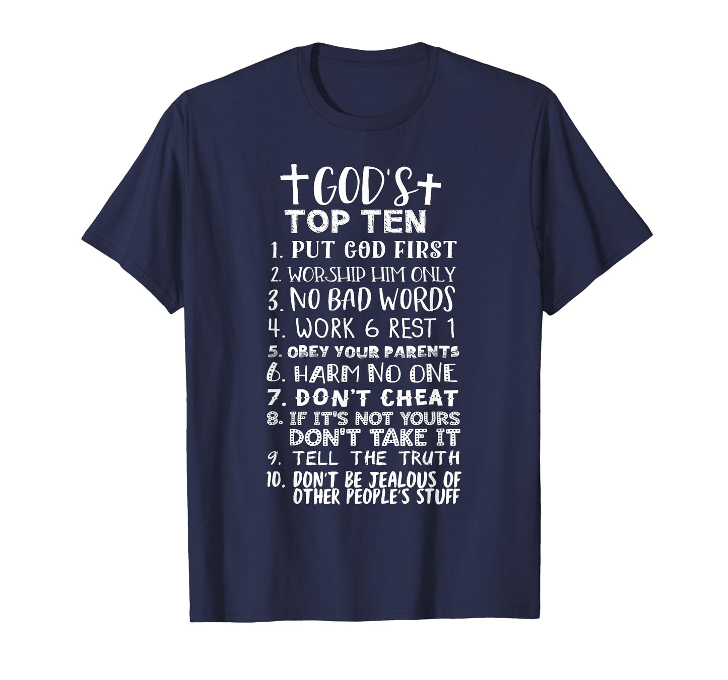 God's Top Ten 10 Commandments Jesus Christian Bible Verse T-Shirt