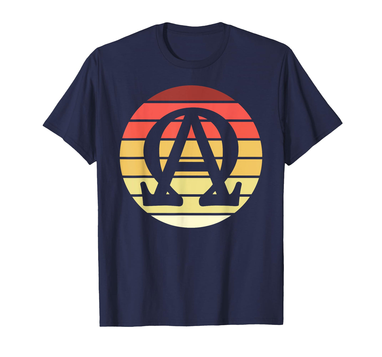 Alpha and Omega Symbol Retro Sunset Art Catholic Men Priests T-Shirt