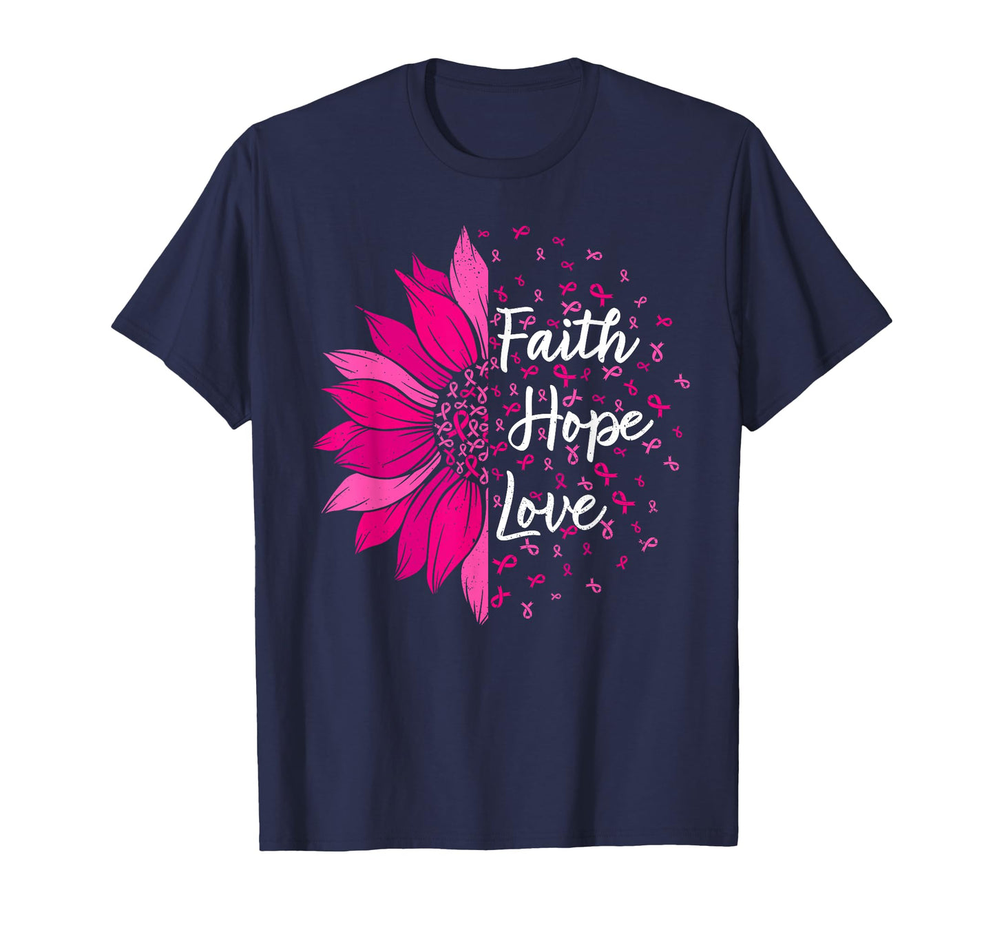 Faith Hope Love Sunflower Breast Cancer Awareness T-Shirt