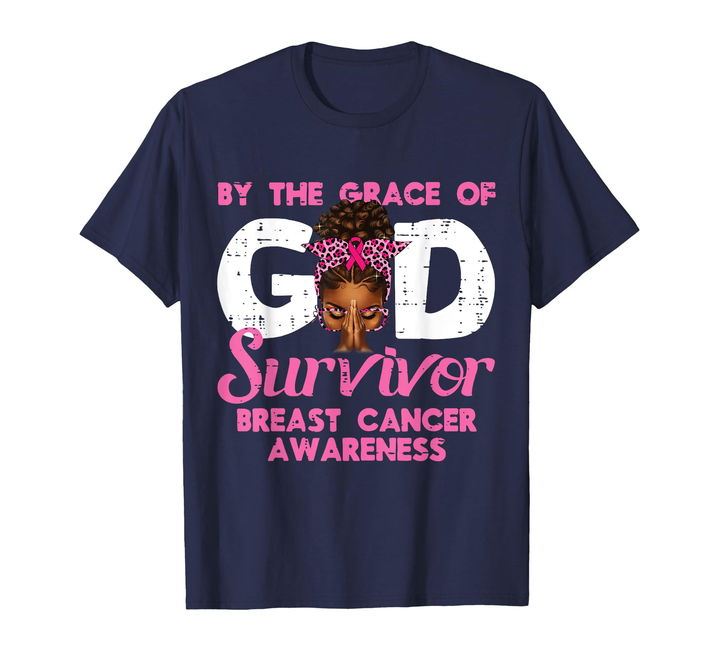 Grace God Breast Cancer Survivor Black Women Afro Christian T-Shirt