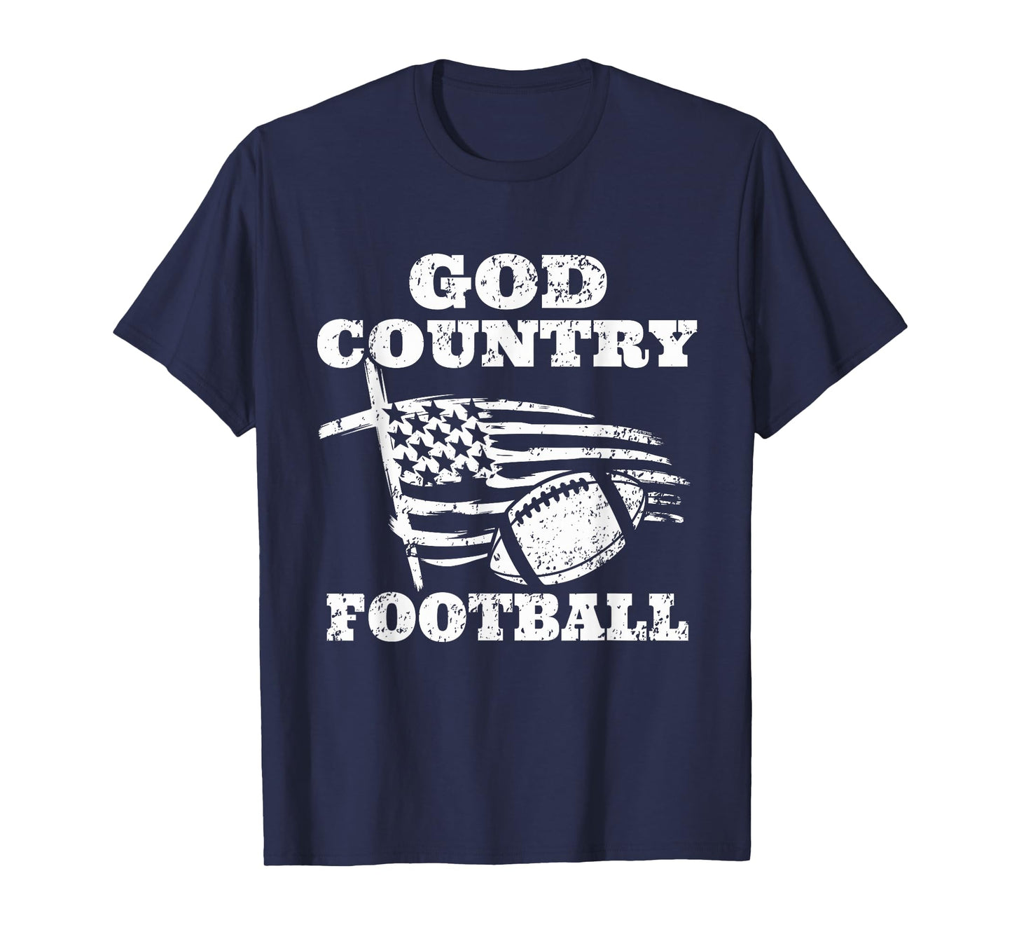 God Country Football Patriotic American Flag T-Shirt