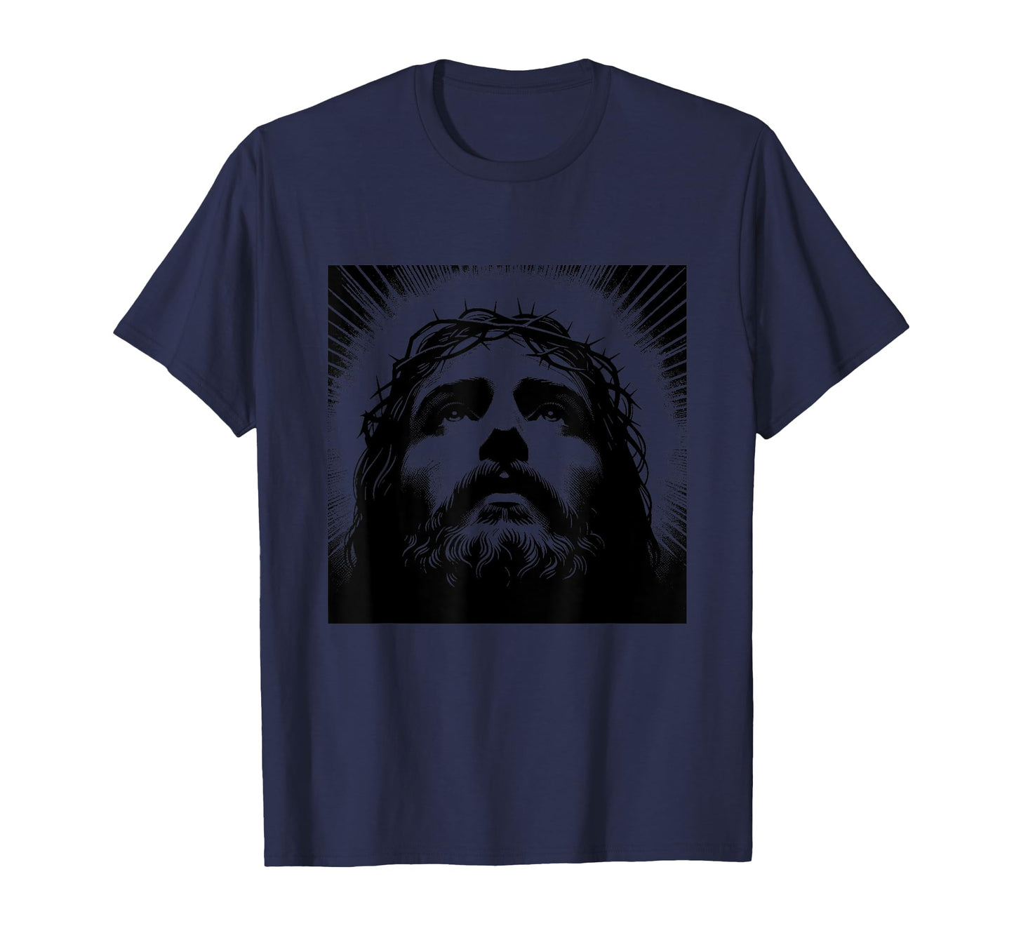 Face of Christ Crown of Thorns Christian Engraving Jesus T-Shirt