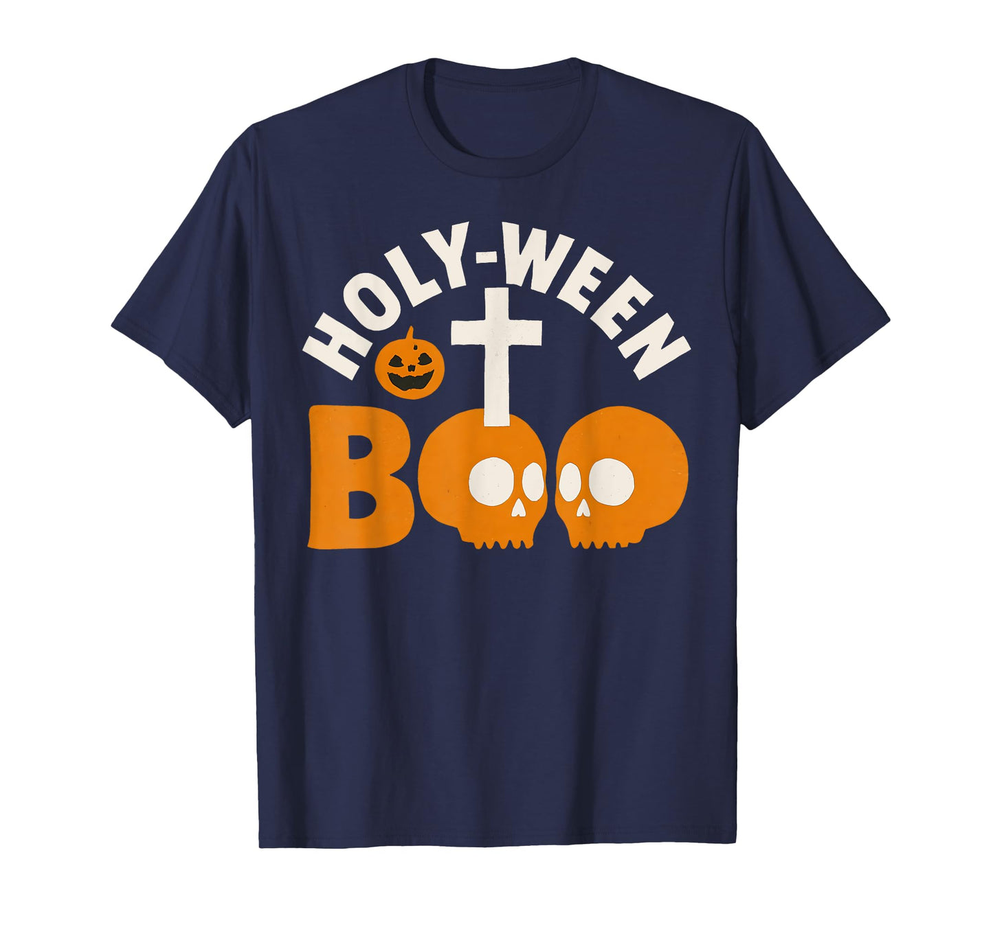 Holy-Ween Boo Christian Halloween Cross and Skull Catholic T-Shirt