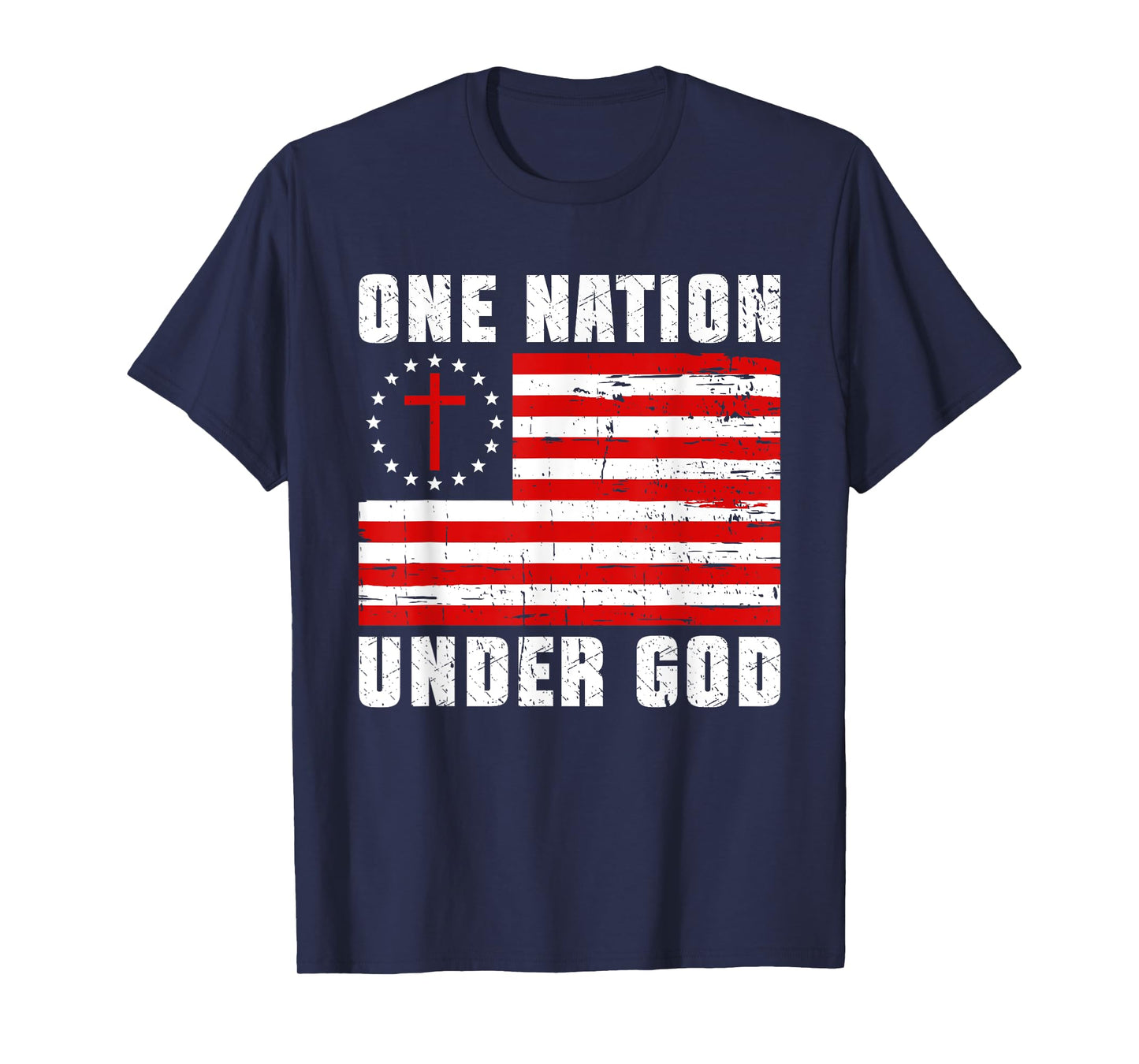 One Nation Under God Jesus Blessed American Flag T-Shirt