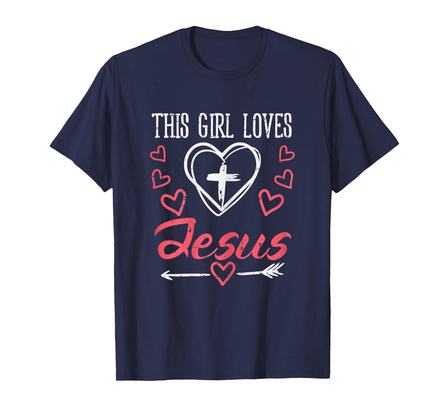Heart Cross This Girl Loves Jesus God Christian Girls Women T-Shirt