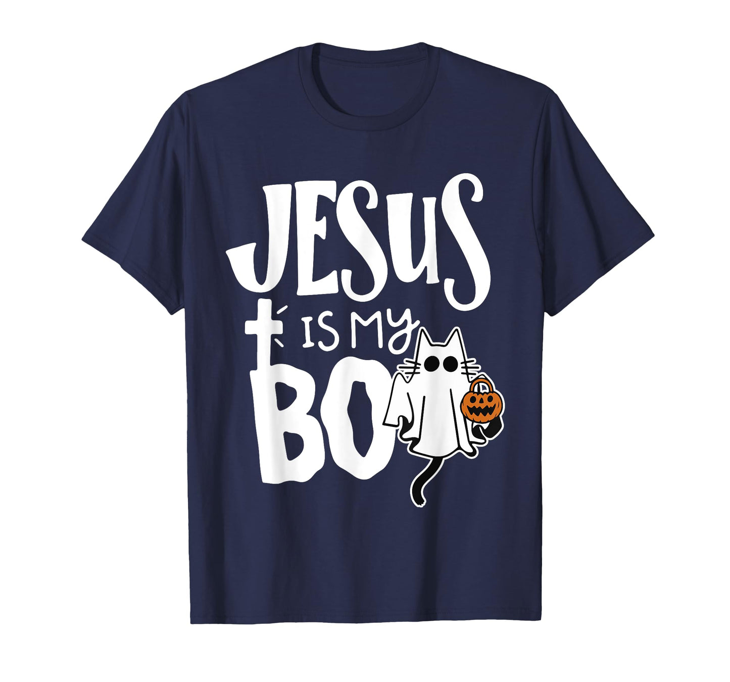 Jesus is My Boo - Funny Spooky Cat Christian Halloween T-Shirt