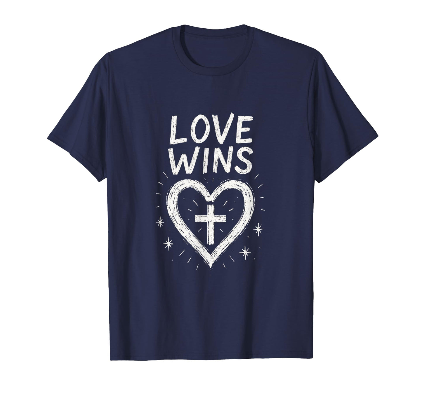 Love Wins - Cross Heart Christian Faith Prayer T-Shirt