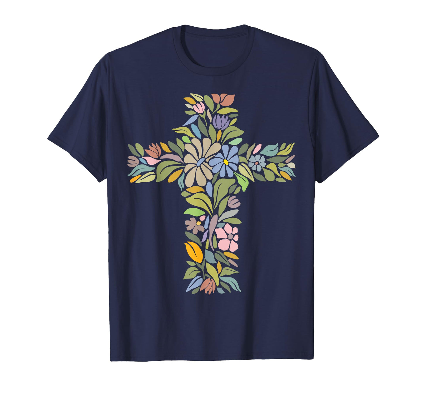 Beautiful Cross of Flowers Christian Jesus Floral Crucifix T-Shirt