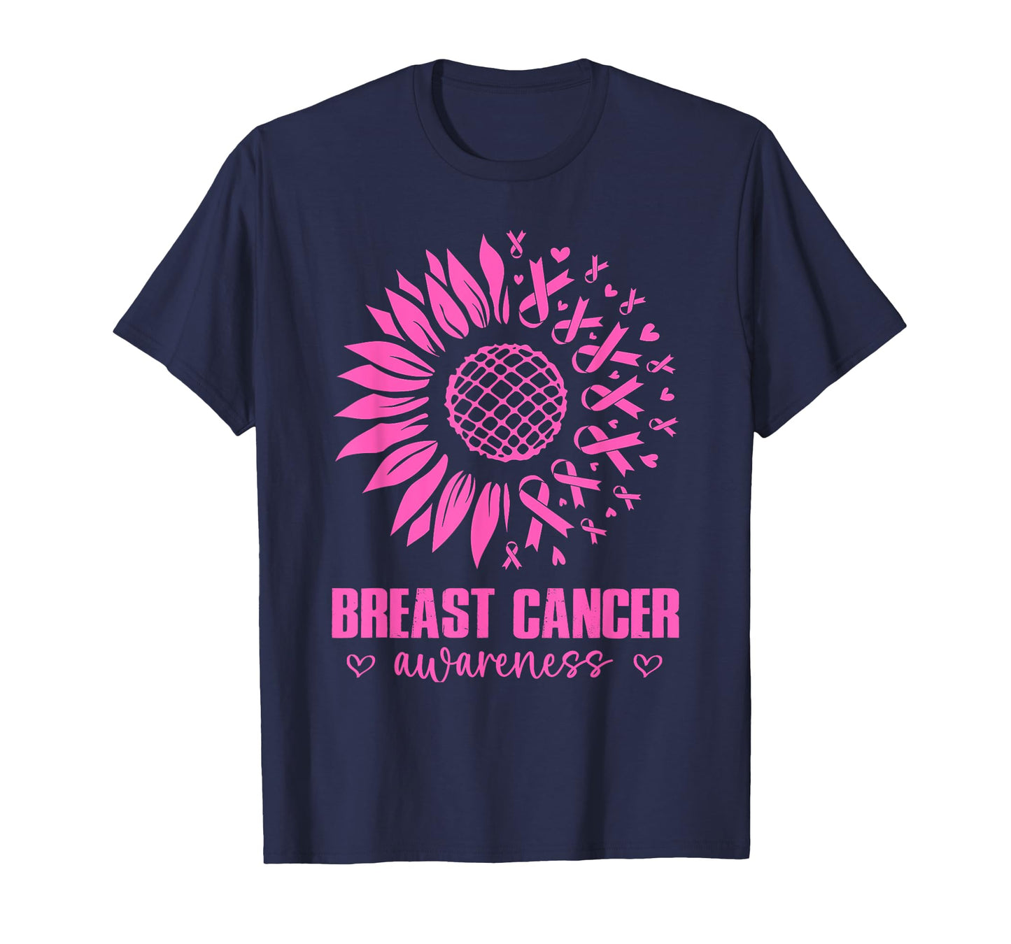 Sunflower Breast Cancer Awareness Pink Ribbon in October T-Shirt