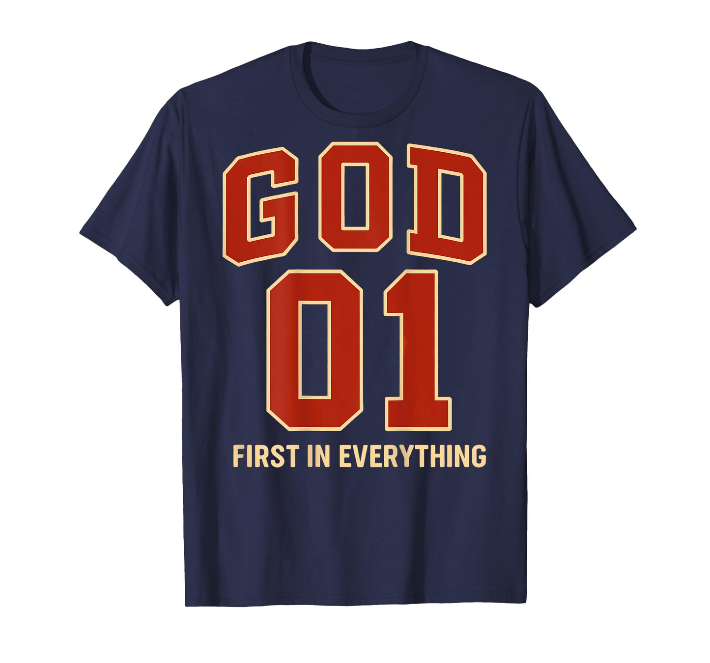 (ON Back) God is #1 First Sports Jersey Style Christian Men T-Shirt