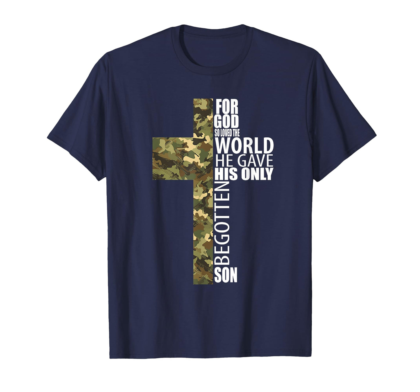 Camo Jesus Christian Cross Bible Verse Men Kids John 3 16 T-Shirt