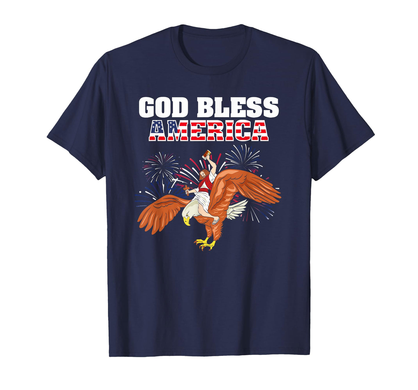 God Bless America shirt Jesus Riding a Bald Eagle t-shirt T-Shirt