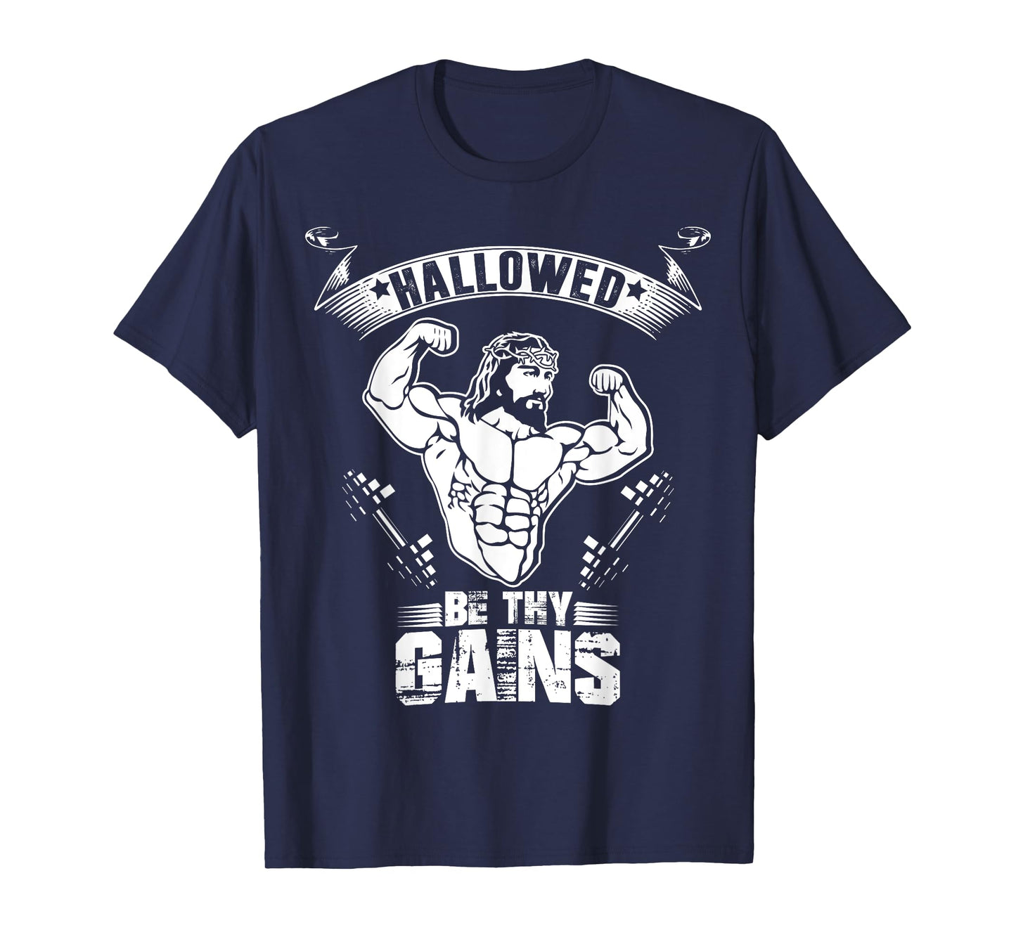 Mens Jesus Bodybuilding T Shirt - Funny Jesus Weight Lifting Tee XL Purple