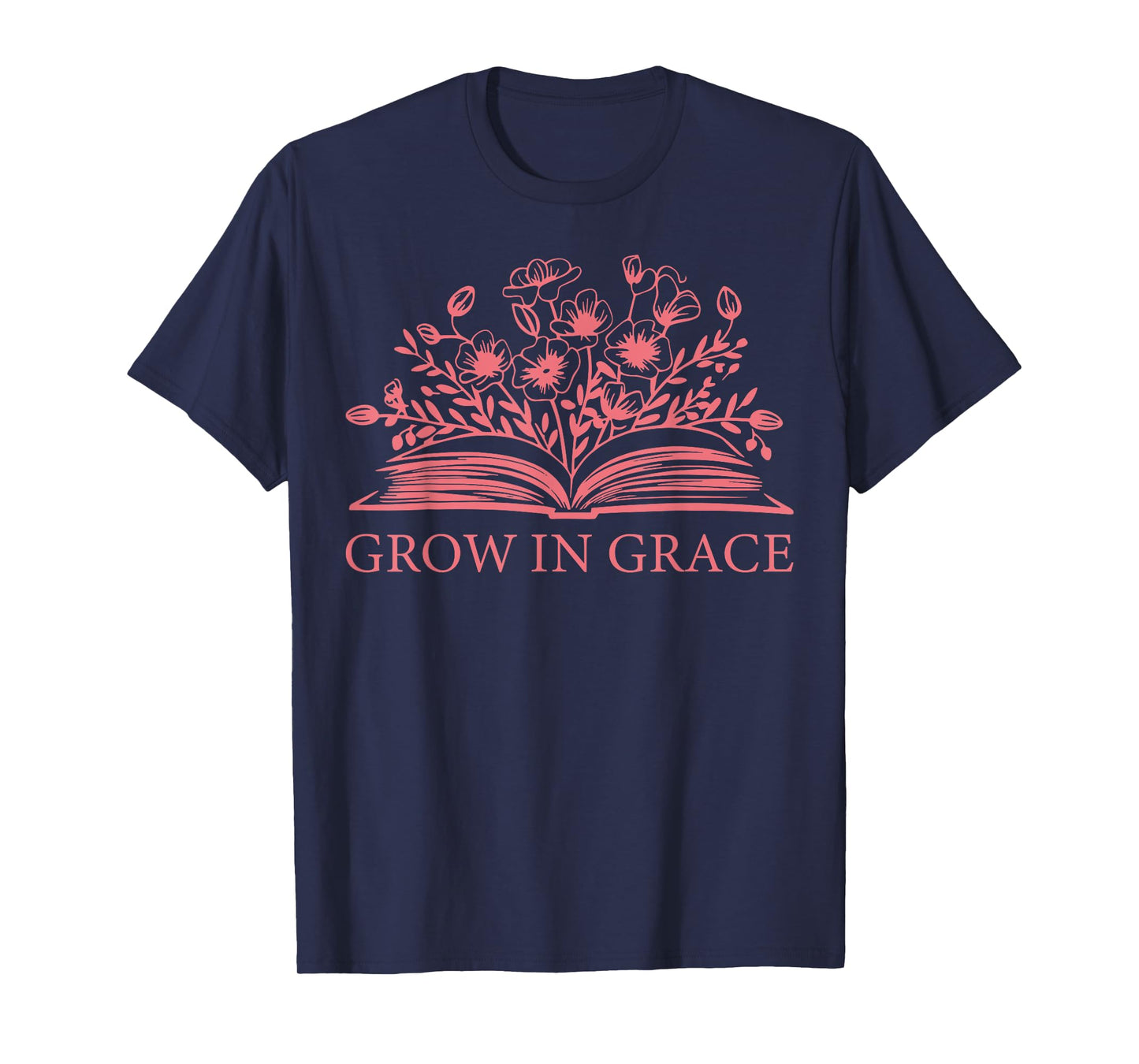 Retro Grow In Grace Wildflower Book Christian Bible Verse T-Shirt