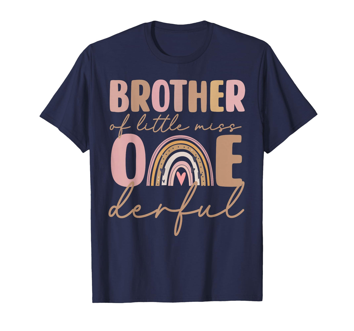 Brother of Little Miss Onederful First Birthday Boho Rainbow T-Shirt