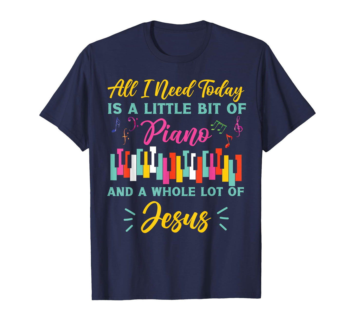 Piano Teacher Pianist Cross Jesus Christian Keyboard All I T-Shirt