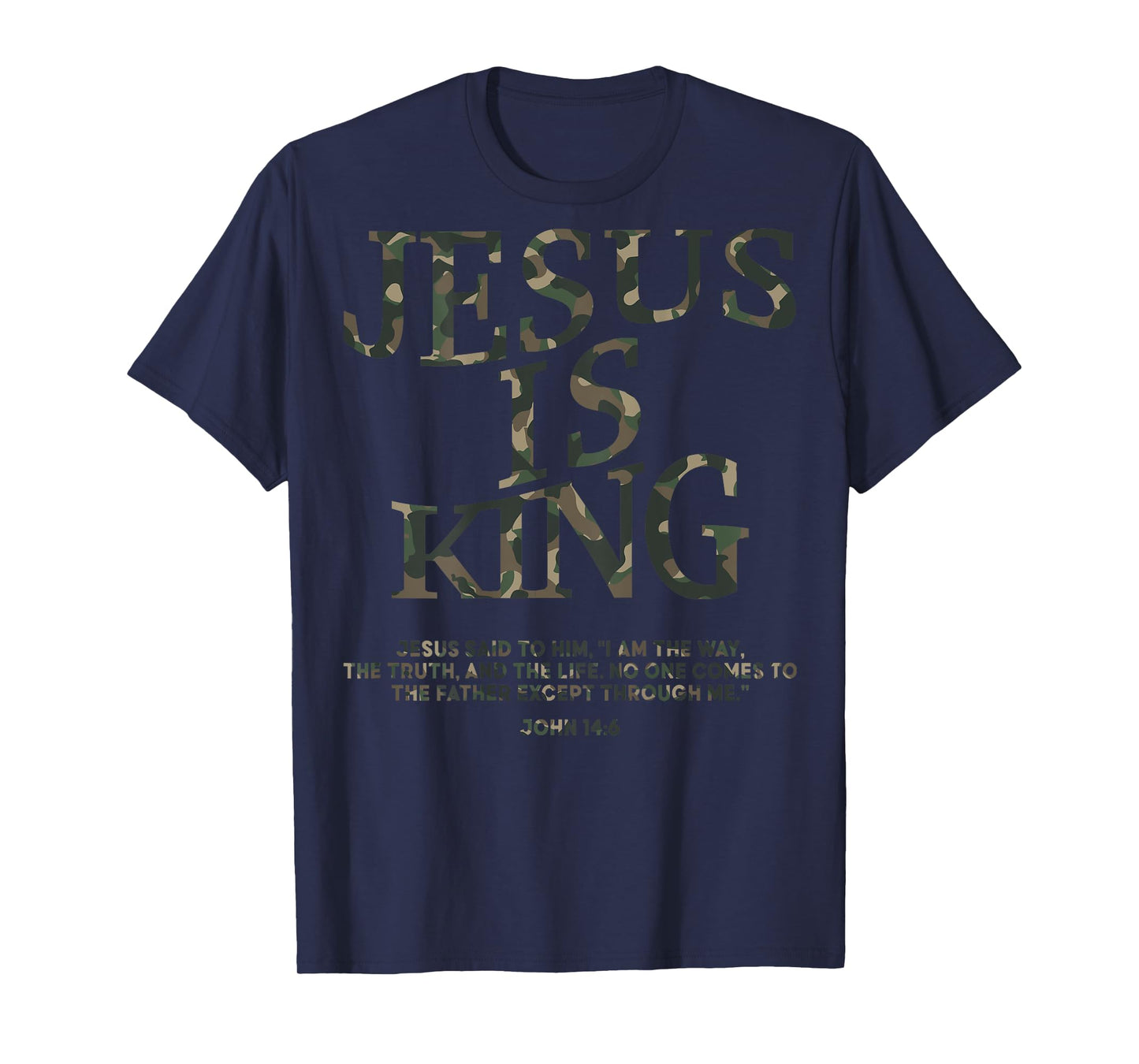 Camo Jesus Is King White Christian Youth Men God Son Brother T-Shirt