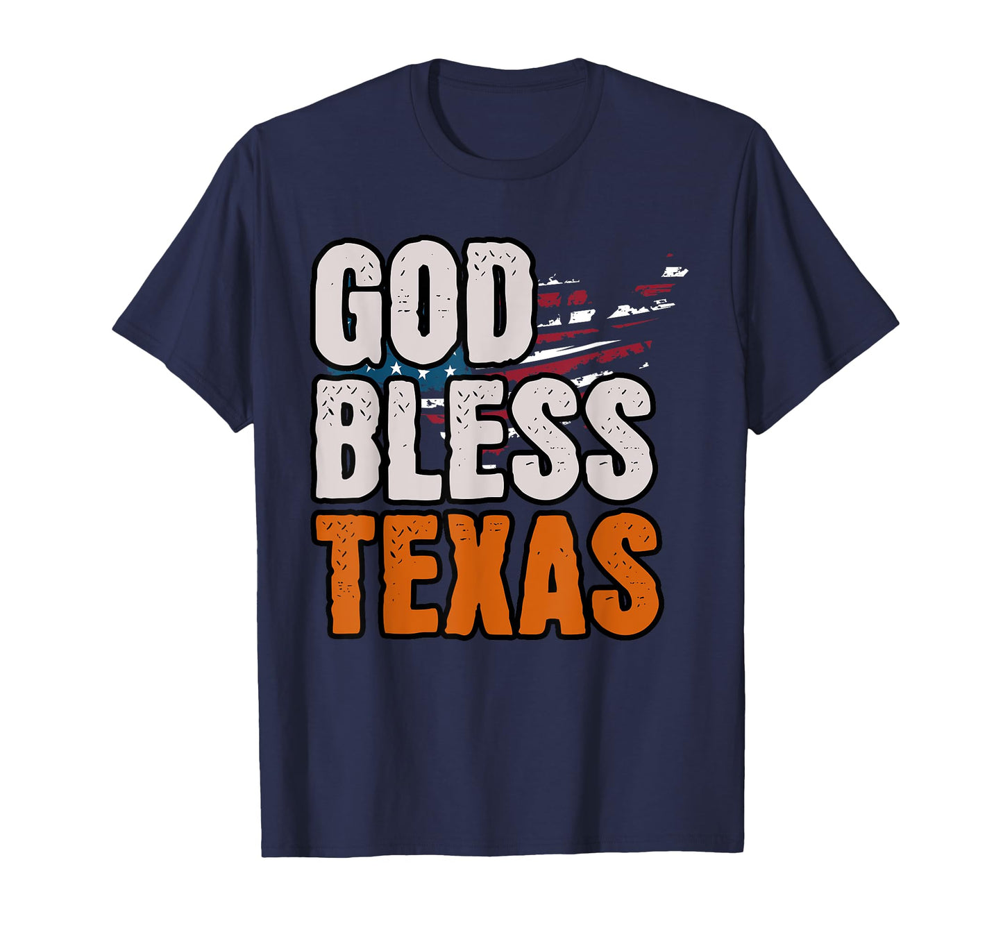 Patriotic God Bless Texas, Distressed American Flag T-Shirt