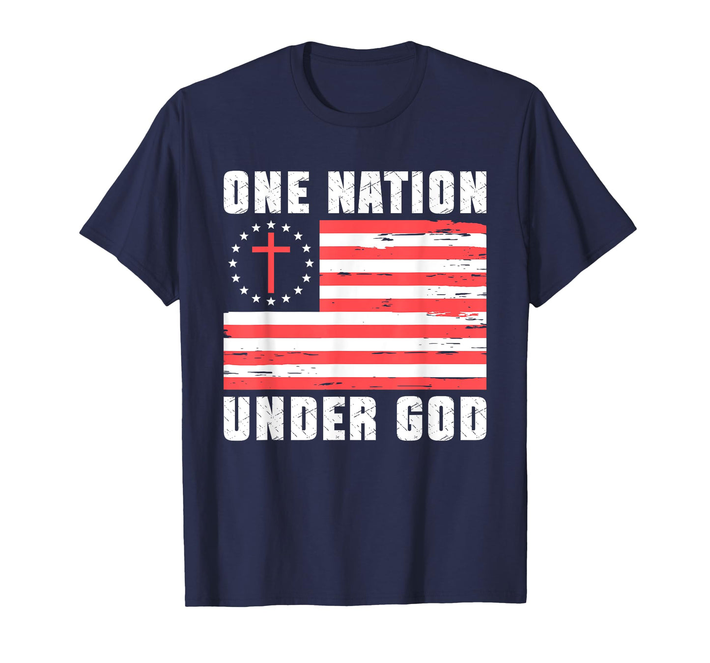One Nation Under God Jesus Blessed American Flag T-Shirt