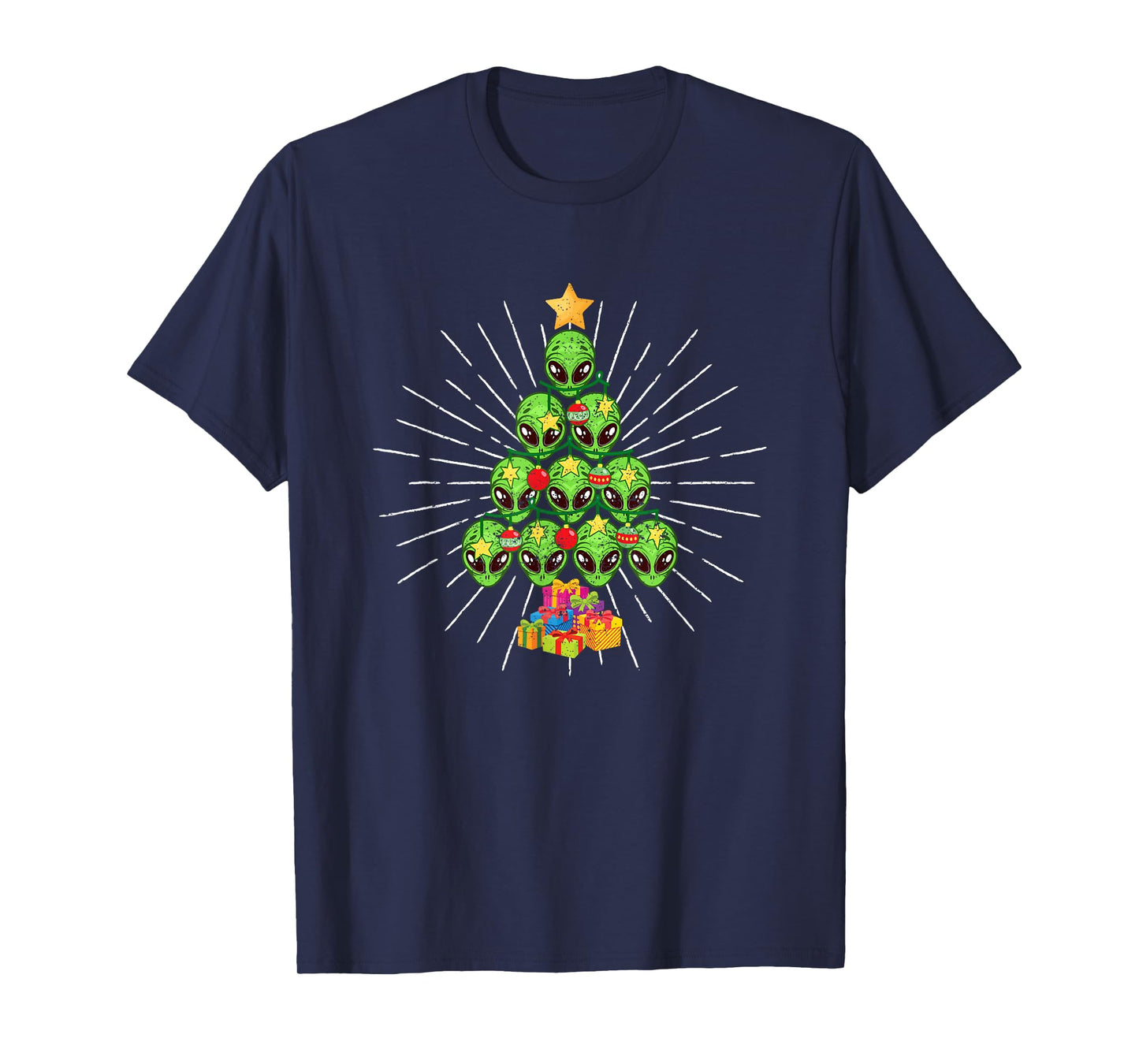 Alien Christmas Tree Xmas Pajamas PJs Space Funny Christian T-Shirt