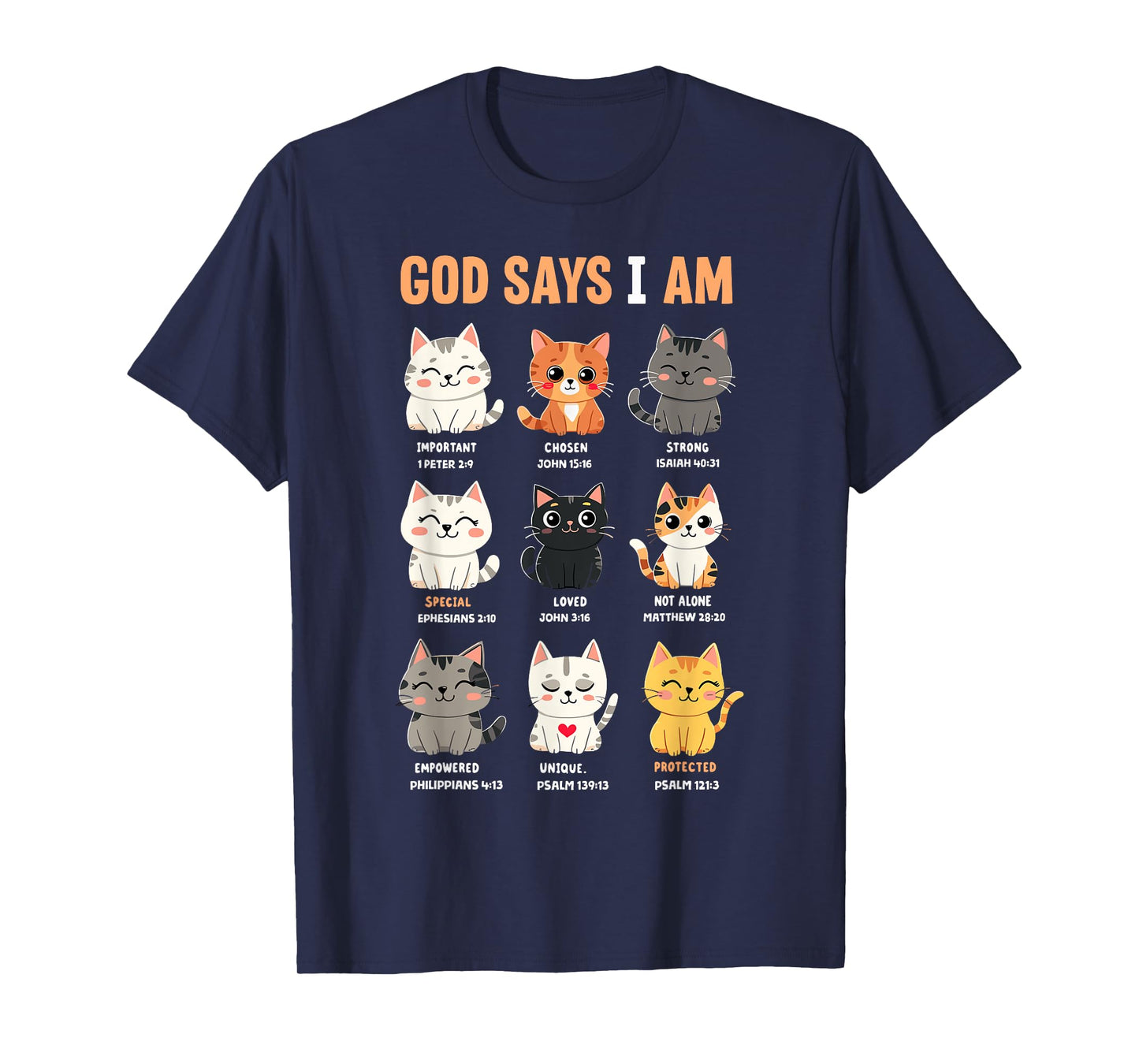 God Says I'm Christian Funny Cats Bible Verse Kitty Lover T-Shirt
