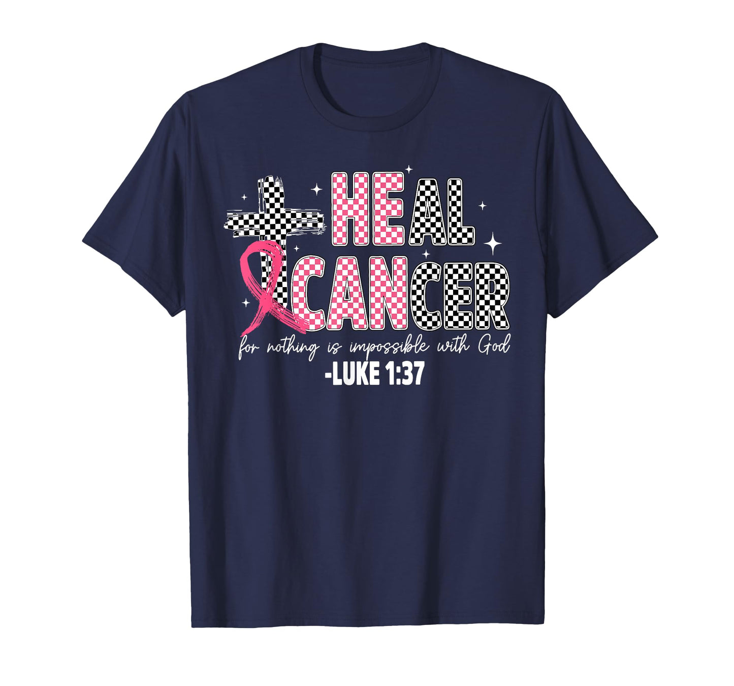 Heal Breast Cancer Coquette Christian God Faith Pink Ribbon T-Shirt