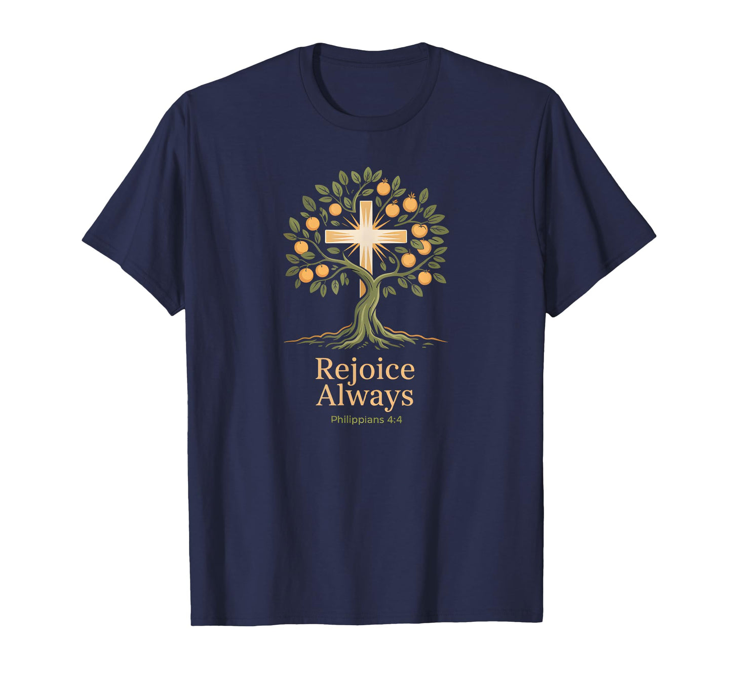 Rejoice Always Cross Philippians 4:4 Christian Joy T-Shirt
