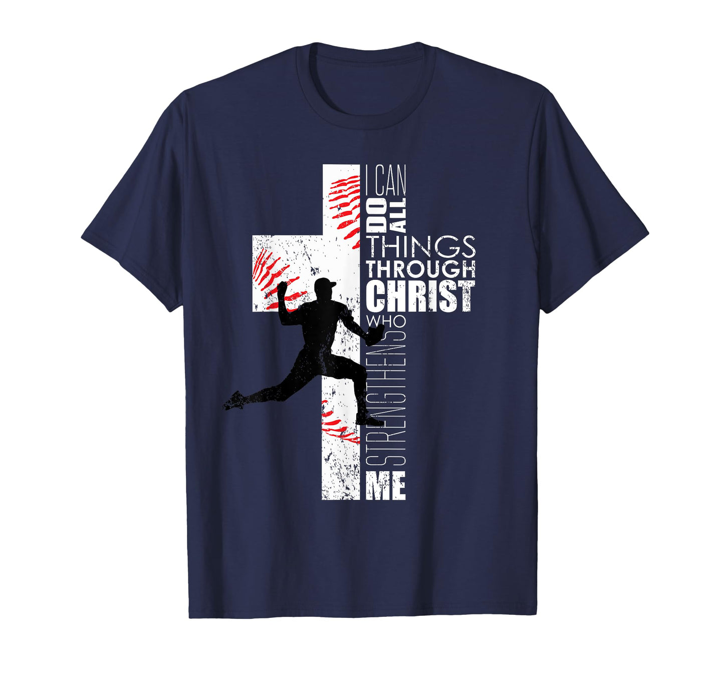 Christian Philippians 4:13 Kids Boys Cross Baseball Pitcher T-Shirt