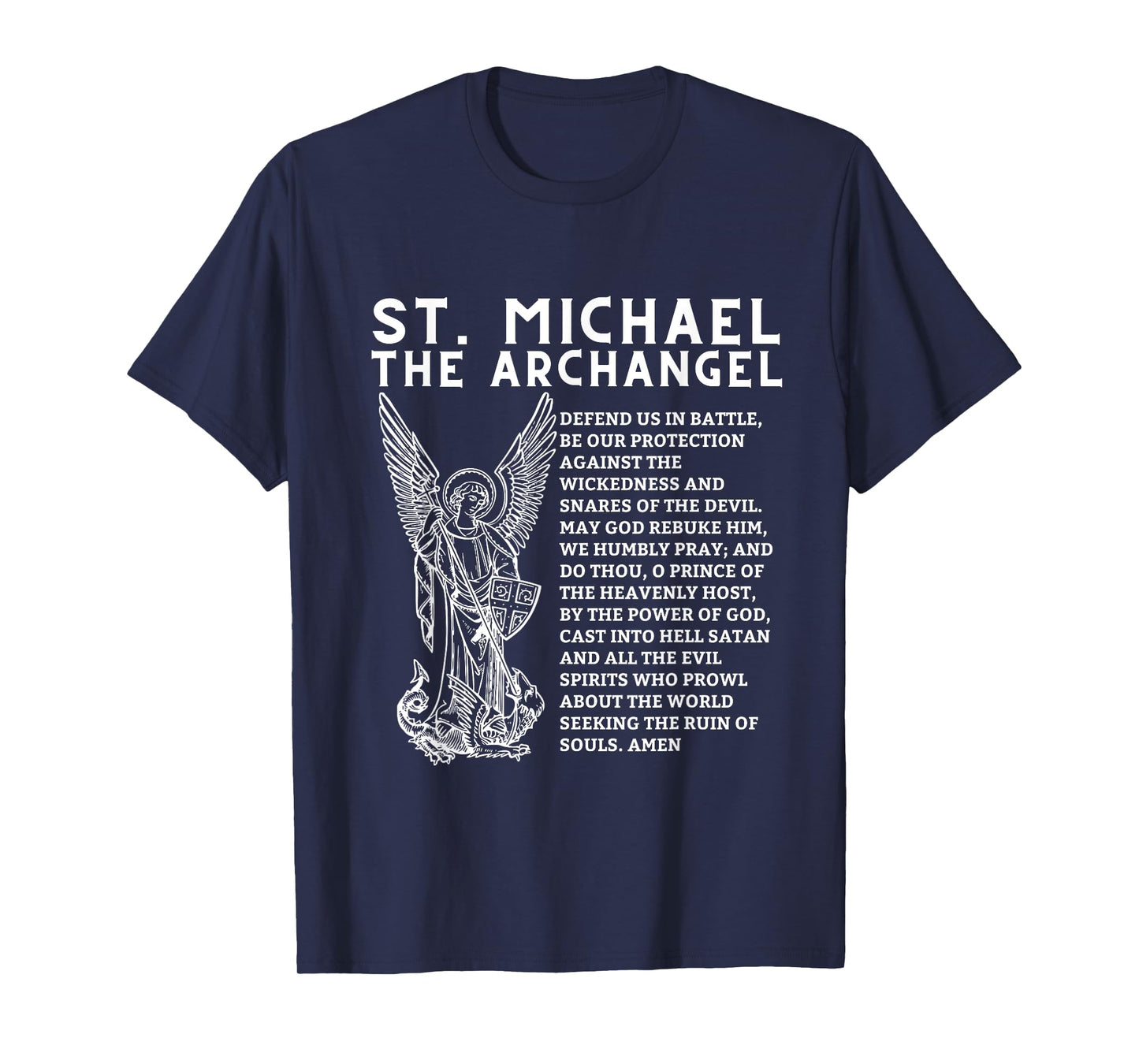 Prayer To St. Saint Michael The Archangel Print Christian T-Shirt