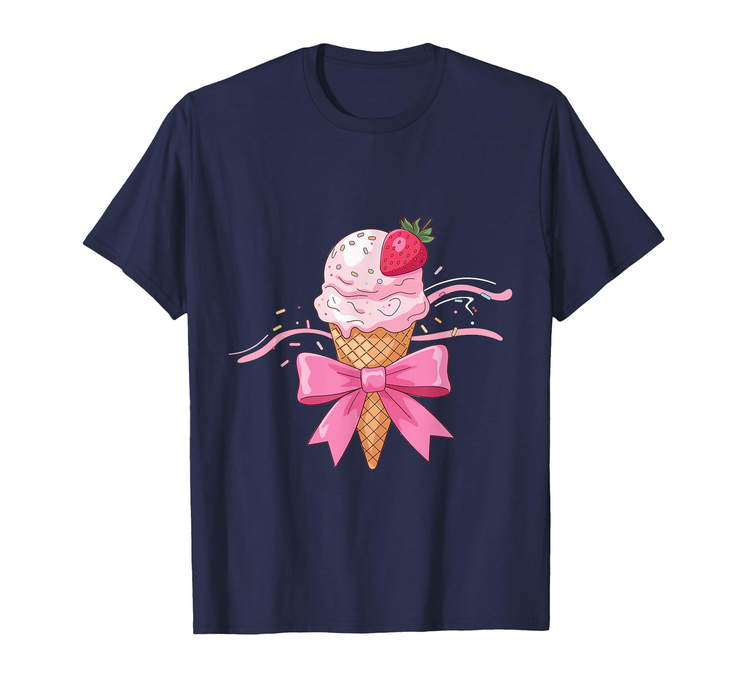 Coquette Bow Ice Cream Cone sprinkles Ribbon strawberry mom T-Shirt
