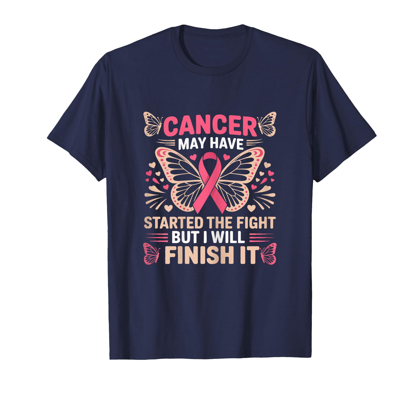 Breast Cancer Survivor I Will Finish The Fight Butterfly T-Shirt