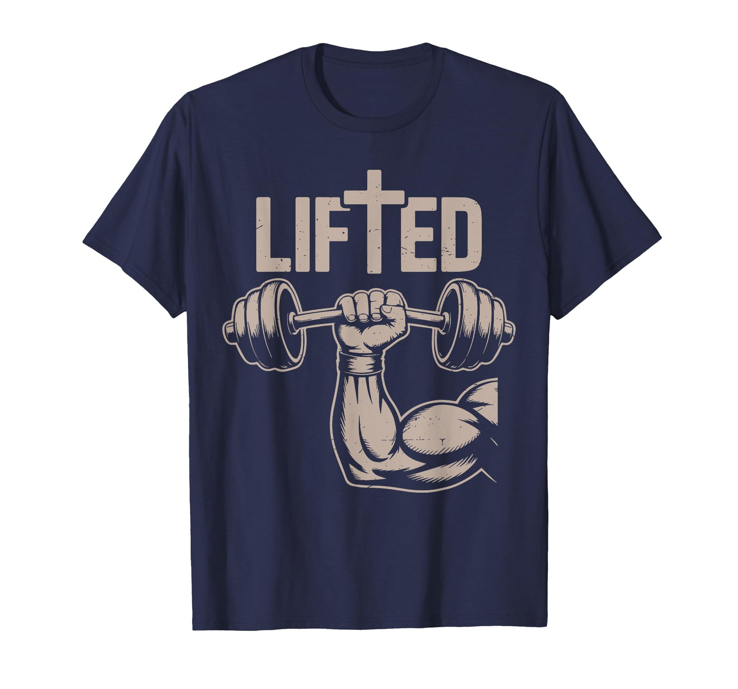 Lifted Funny Christian Workout Gym Jesus Weightlifting Cross T-Shirt