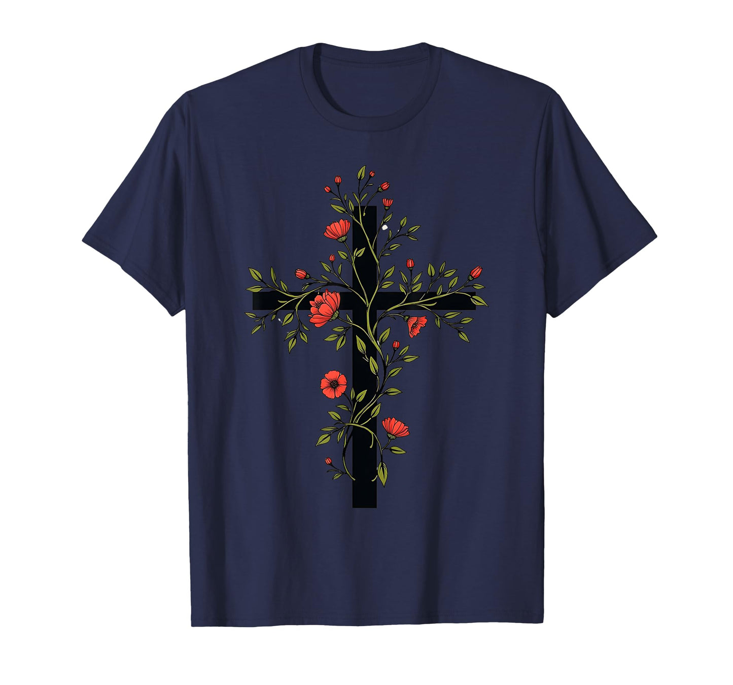 Minimalist Floral Cross Jesus Follower Women Christian T-Shirt