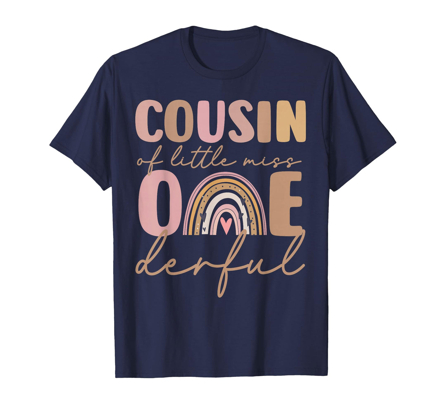 Cousin of Little Miss Onederful First Birthday Boho Rainbow T-Shirt