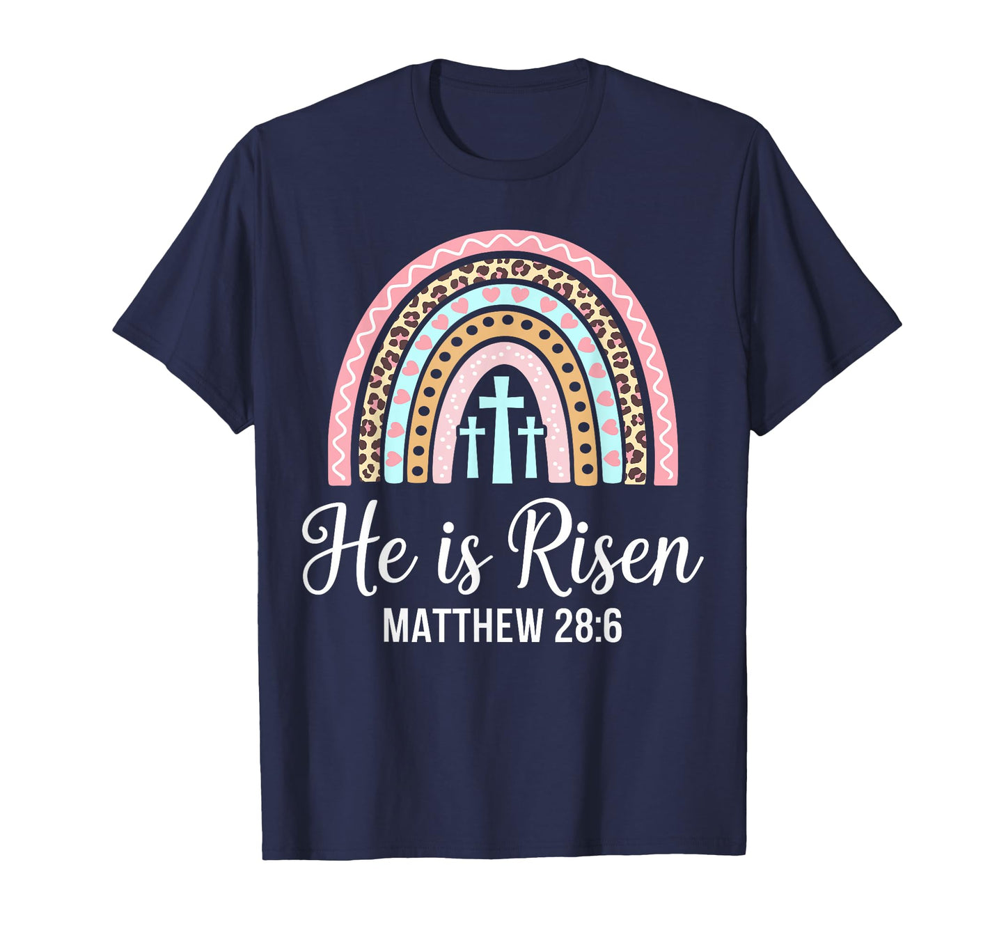 He is risen leopard rainbow for christian easter girls women T-Shirt
