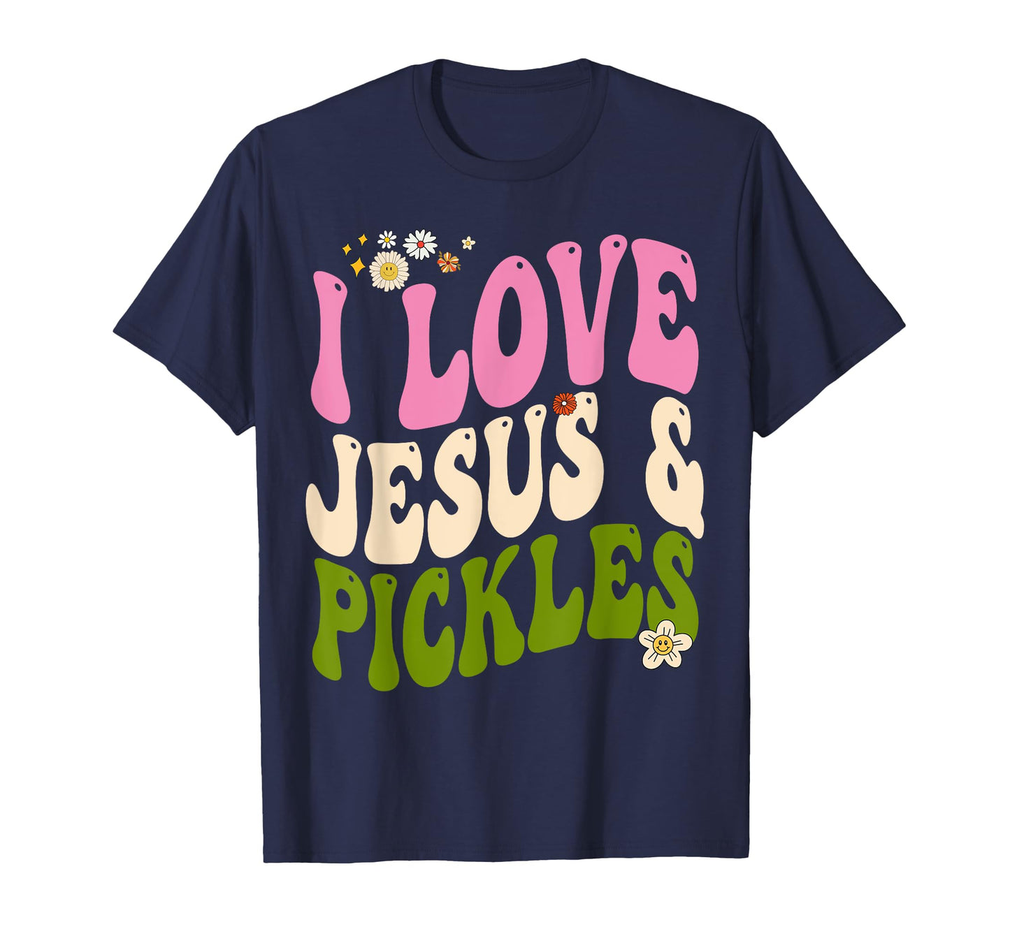 Hippie Groovy I Love Pickles & Jesus Pickle Retro Vegetarian T-Shirt